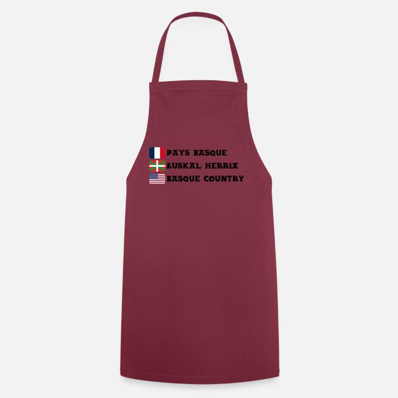 Pays Basque : drapeaux Français, Basque, Américain - Tablier de cuisine - bordeaux