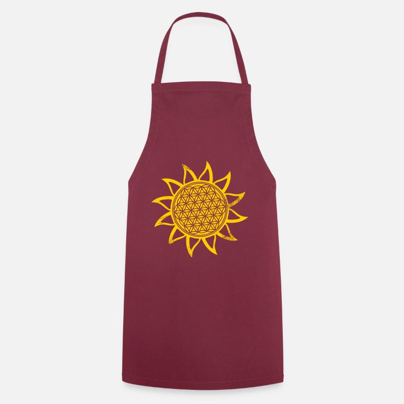 Soleil - fleur de vie - Tablier de cuisine - bordeaux