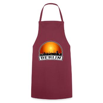 Berlin Berliner Skyline Retro Sun Schriftzug - Kochschürze - Bordeaux - Vorne - AI Model Male 185 dark (185cm)