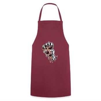 Main skeleton Pizza chorizo old-school tattoo art - Cooking Apron - bordeaux - Front - AI Model Male 185 dark (185cm)