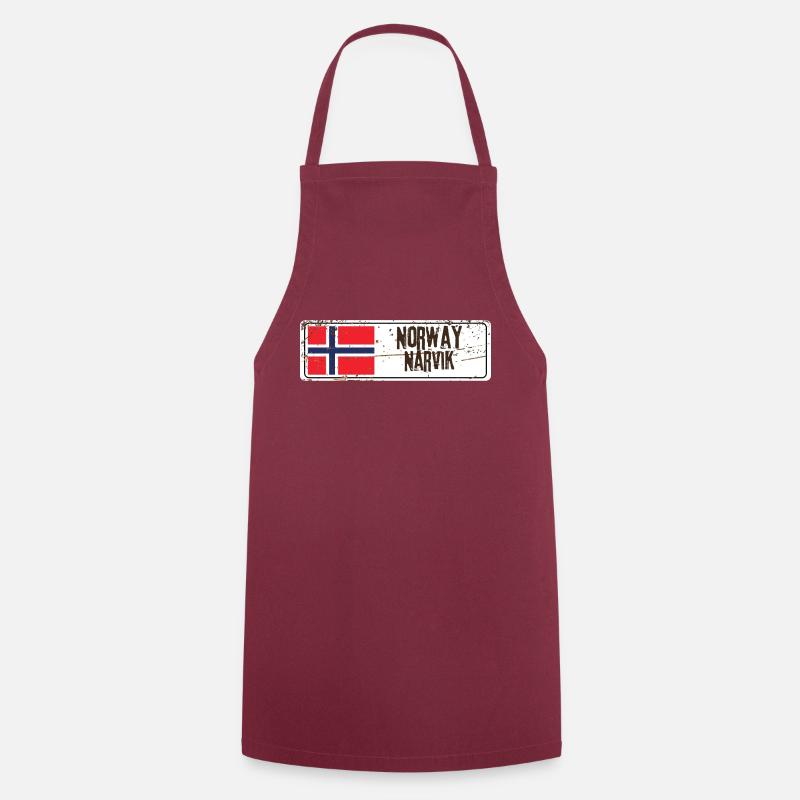 Narvik Norway Flag - Cooking Apron - bordeaux