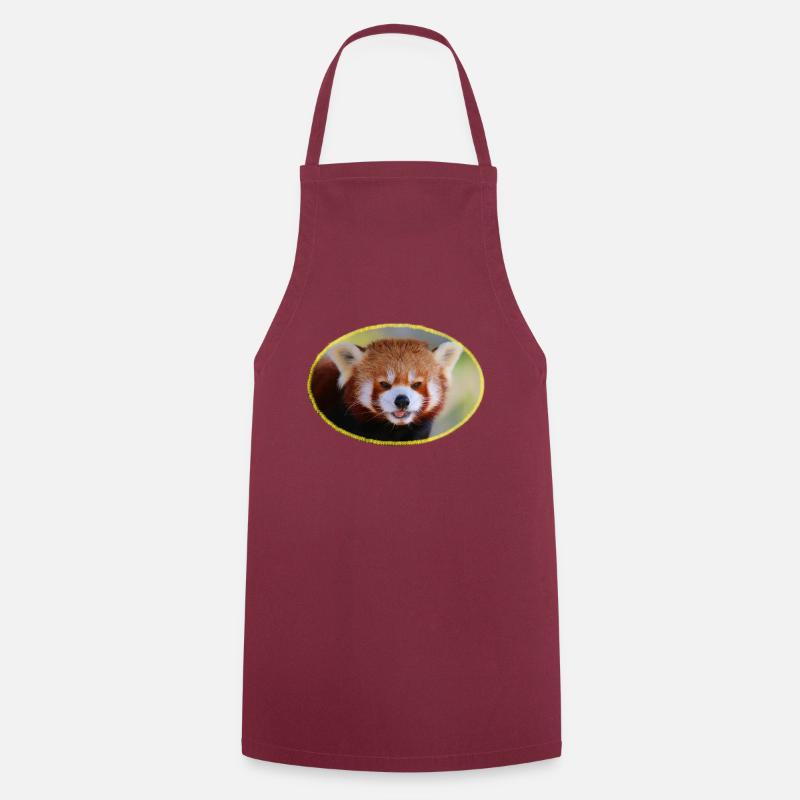 Red Panda Stare with yellow border - Cooking Apron - bordeaux