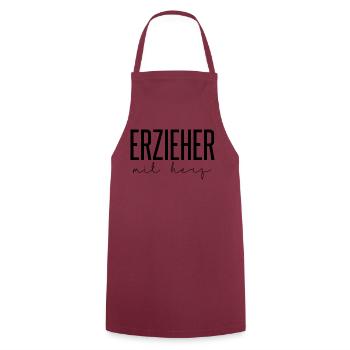 Erzieher mit Herz Erzieherin mit Herz Geschenk Fun - Kochschürze - Bordeaux - Vorne - AI Model Male 185 dark (185cm)