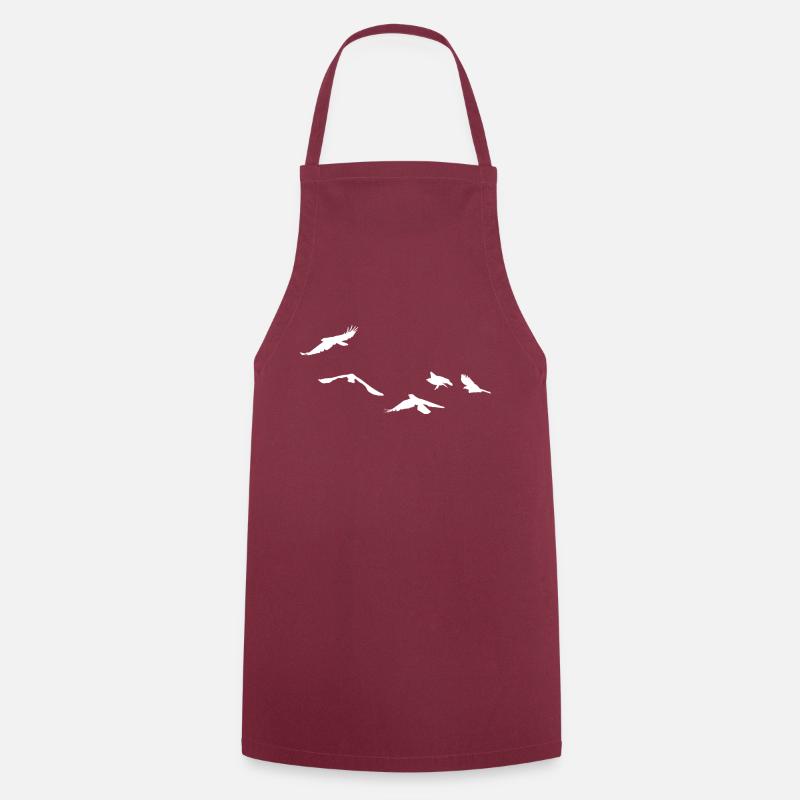 White birds - Cooking Apron - bordeaux