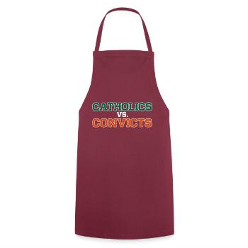 Catholics Vs. Convicts Vintage 1988 Football Gift - Cooking Apron - bordeaux - Front - AI Model Male 185 dark (185cm)