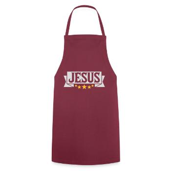 Jesus Christ Banner Quote - Cooking Apron - bordeaux - Front - AI Model Male 185 dark (185cm)