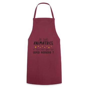 Animatrice - Super Pouvoir - Cadeau - Métier - Tablier de cuisine - bordeaux - Devant - AI Model Male 185 dark (185cm)