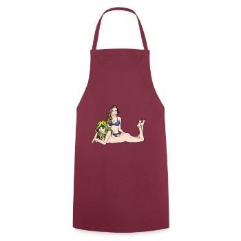 Sexy Girls Erotik nackte Frau Bikini Fantasy - Kochschürze - Bordeaux - Vorne - AI Model Male 185 dark (185cm)