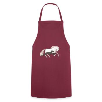 Galgo und Pferd - Kochschürze - Bordeaux - Vorne - AI Model Male 185 dark (185cm)