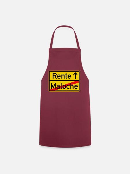 Gelbes Ortsschild Von der Maloche in die Rente - Kochschürze - Bordeaux