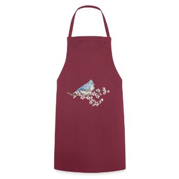 Japanese Cherry Blossom Sakura - Cooking Apron - bordeaux - Front - AI Model Male 185 dark (185cm)