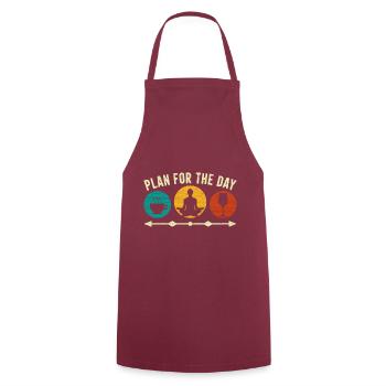 Plan für den Tag - Kaffee Yoga Wein Entspannung - Kochschürze - Bordeaux - Vorne - AI Model Male 185 dark (185cm)