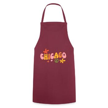 Hippie des années 70 à Chicago - Tablier de cuisine - bordeaux - Devant - AI Model Male 185 dark (185cm)