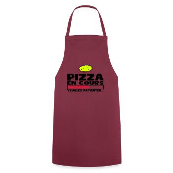 PIZZA EN COURS(+dessin) - Tablier de cuisine - bordeaux - Devant - AI Model Male 185 dark (185cm)