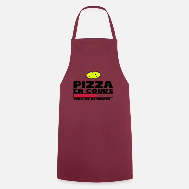 PIZZA EN COURS(+dessin) - Tablier de cuisine - bordeaux