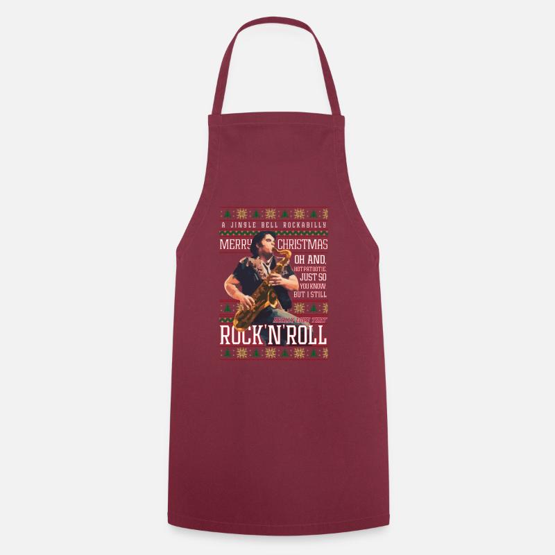 Rockabilly-Weihnachts-Rock'n'Roll-Hässlicher Weihnachtspullover - Kochschürze - Bordeaux