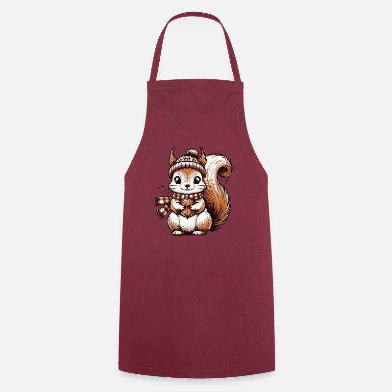 Winter Cute Squirrel - Cooking Apron - bordeaux