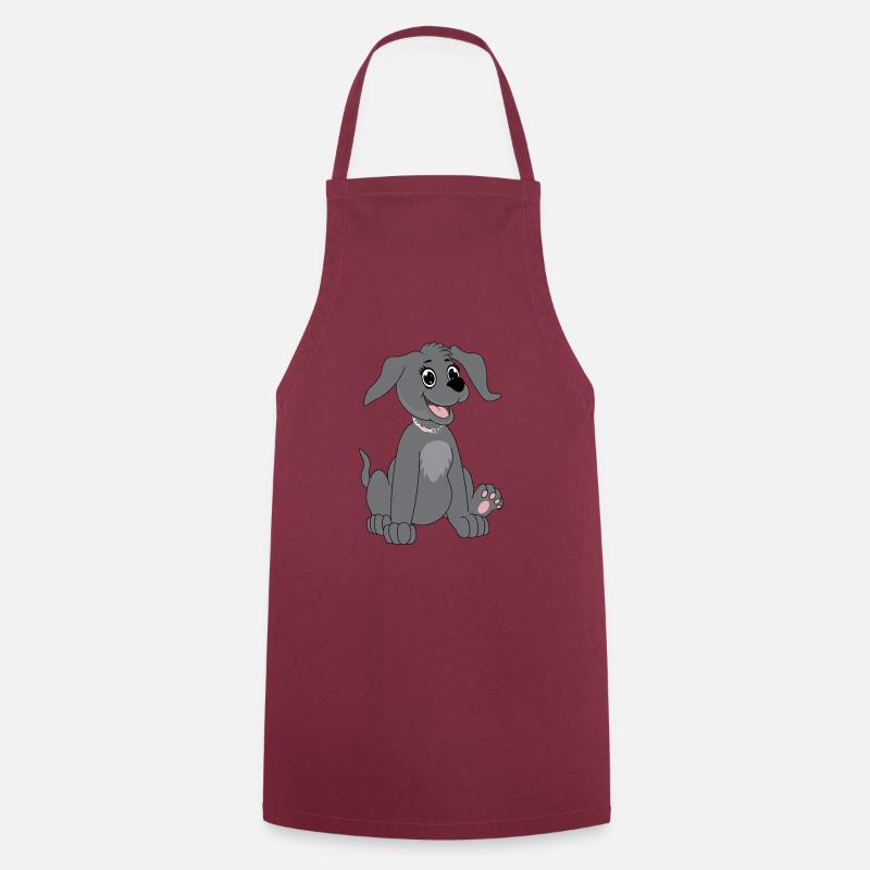 Chien assis - gris - Tablier de cuisine - bordeaux