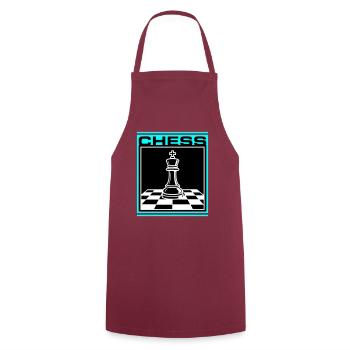 Schach König Chess - Kochschürze - Bordeaux - Vorne - AI Model Male 185 dark (185cm)