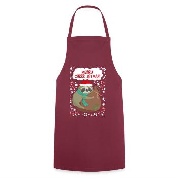 Merry Christmas Faultier T-Shirt Weihnachten sloth - Kochschürze - Bordeaux - Vorne - AI Model Male 185 dark (185cm)