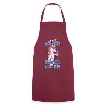 Cartoon Unicorn with Coffee Cup - Limited Edition - Cooking Apron - bordeaux - Front - AI Model Male 185 dark (185cm)