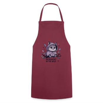 Introvertiert im Freien – Tier im Hoodie - Kochschürze - Bordeaux - Vorne - AI Model Male 185 dark (185cm)