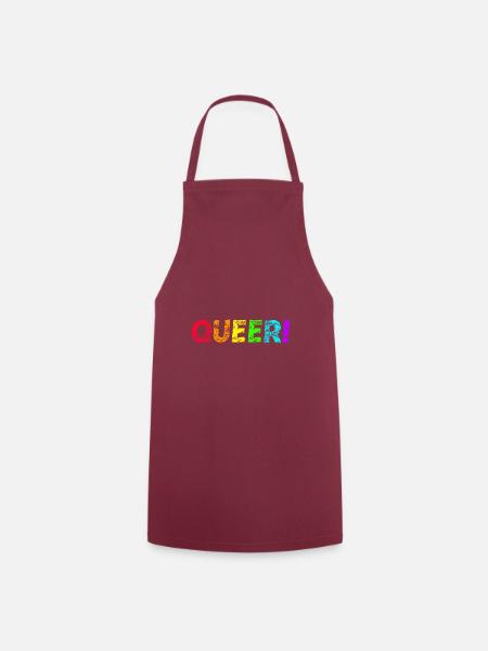 Queer! Geschenkidee Regenbogen LGBTQ+ Pride Month - Kochschürze - Bordeaux