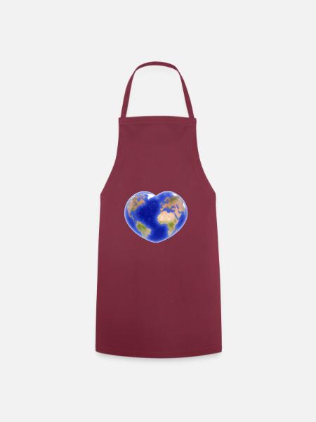 Erde Herz herzförmig Geschenkidee Planet Geografie - Kochschürze - Bordeaux