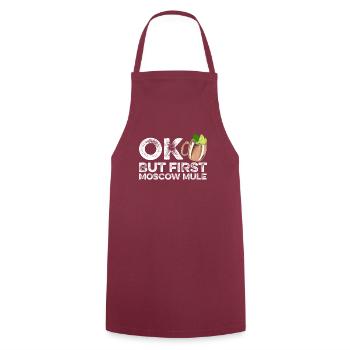 OK But First Moscow Mule Lover T-Shirt Funny Wine - Cooking Apron - bordeaux - Front - AI Model Male 185 dark (185cm)