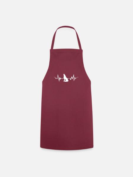 Heartbeat T-Shirt For Wolf Owners - Kochschürze - Bordeaux