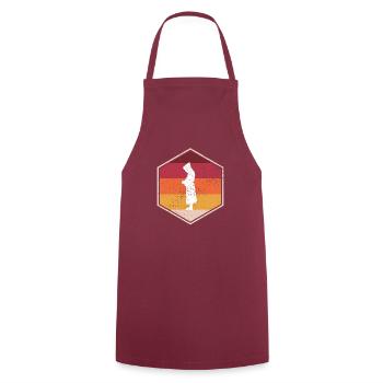 Retro Monk Hexagon Design - Cooking Apron - bordeaux - Front - AI Model Male 185 dark (185cm)