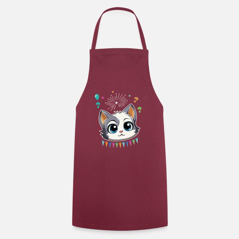 Conception de célébration de fête d’anniversaire - Chat mignon - Tablier de cuisine - bordeaux