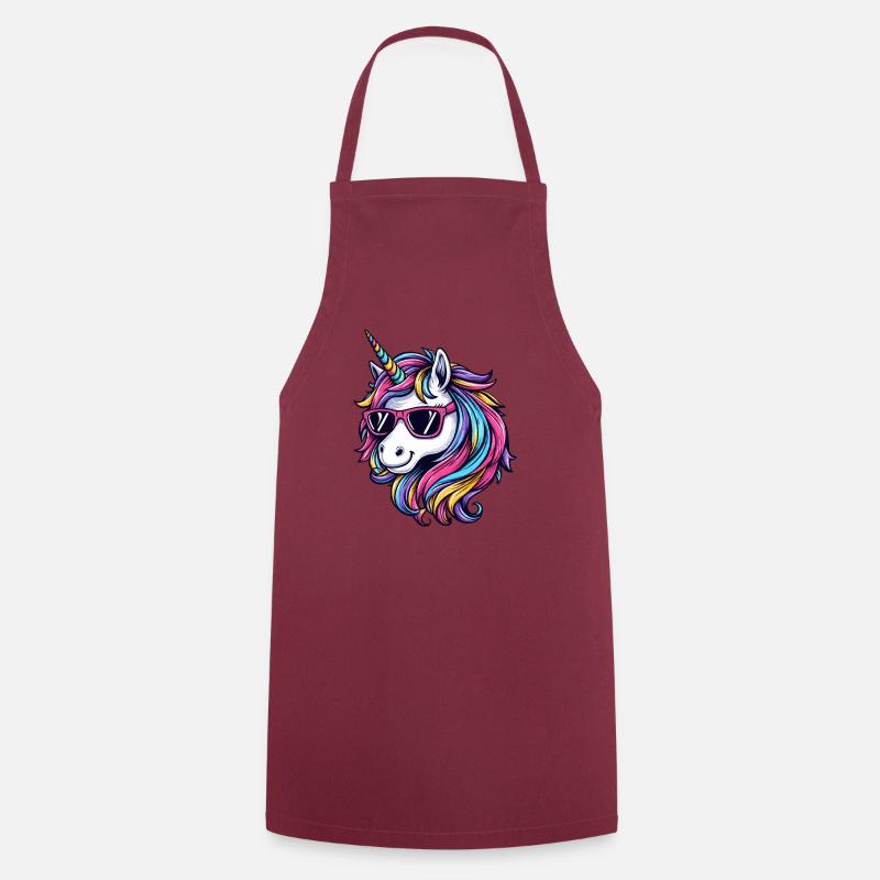 Cooles Einhorn mit Sonnenbrille - Kochschürze - Bordeaux