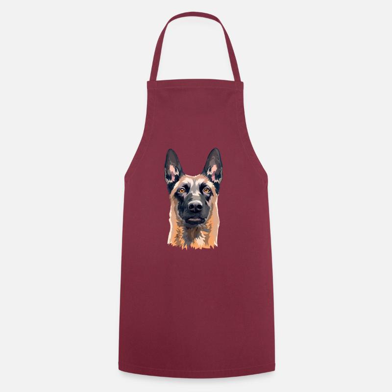 tête de malinois - Tablier de cuisine - bordeaux