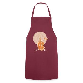 Castle, Boho Line Art Design, Series "Halloween" - Cooking Apron - bordeaux - Front - AI Model Male 185 dark (185cm)