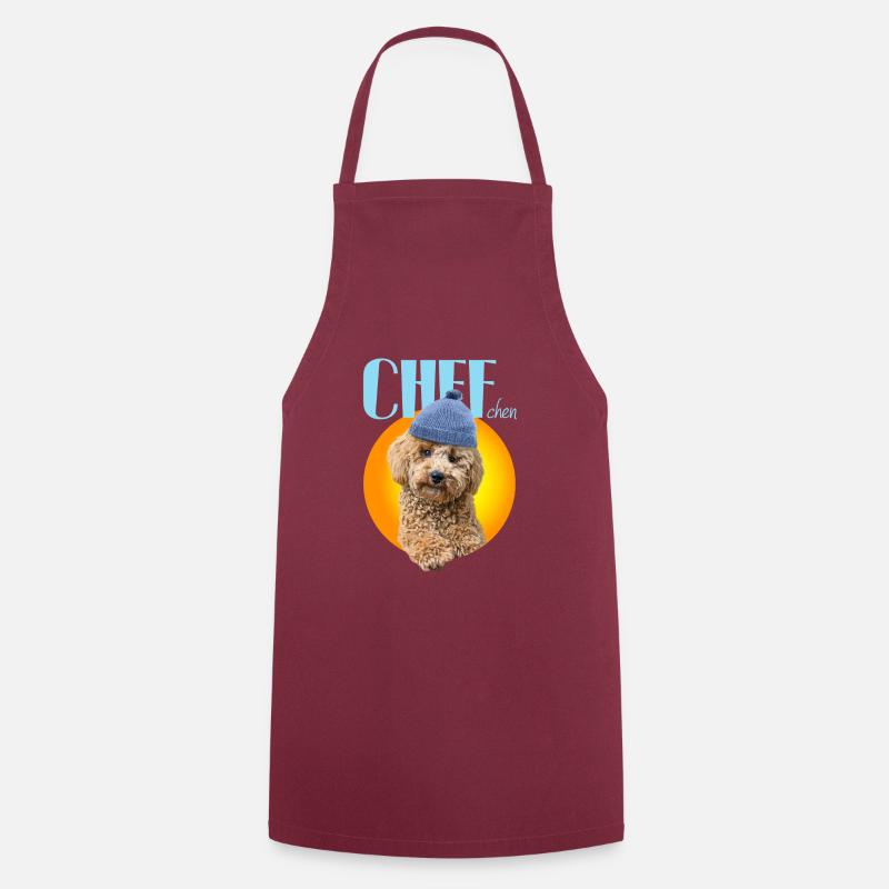 Poodle with poodle hat "Chefchen" - Cooking Apron - bordeaux