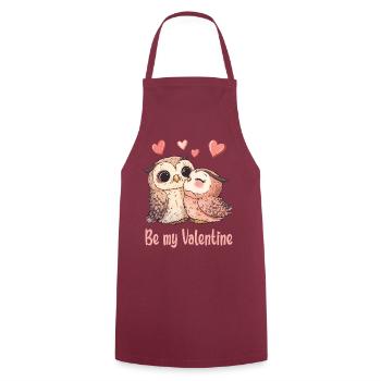 Be my Valentine - Love - Owls - Cooking Apron - bordeaux - Front - AI Model Male 185 dark (185cm)