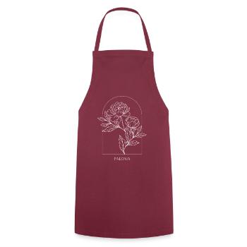 Botanisches Blumen Design, Minimalistische Paeonia - Kochschürze - Bordeaux - Vorne - AI Model Male 185 dark (185cm)