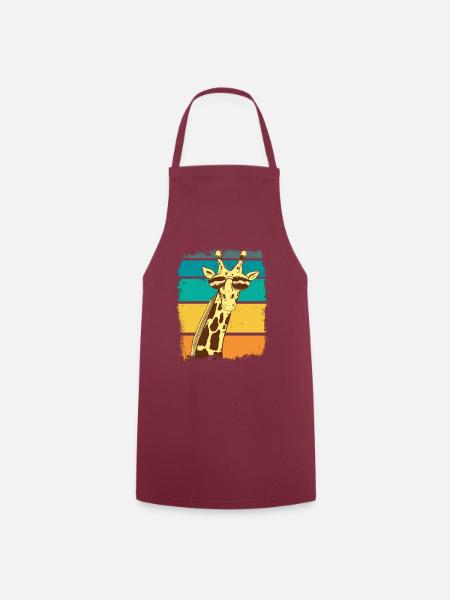 Vintage Giraffe Retro Giraffe Africa Animals Safari - Tablier de cuisine - bordeaux
