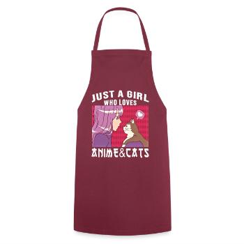 Just A Girl Who Loves Anime and Cats Anime Merch - Cooking Apron - bordeaux - Front - AI Model Male 185 dark (185cm)
