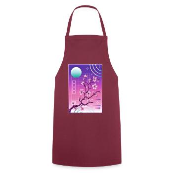Vaporwave Esthétique Fleur de Cerisier Japon Japonais - Tablier de cuisine - bordeaux - Devant - AI Model Male 185 dark (185cm)