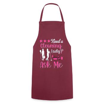 Femme de ménage Nettoyeuse - Tablier de cuisine - bordeaux - Devant - AI Model Male 185 dark (185cm)