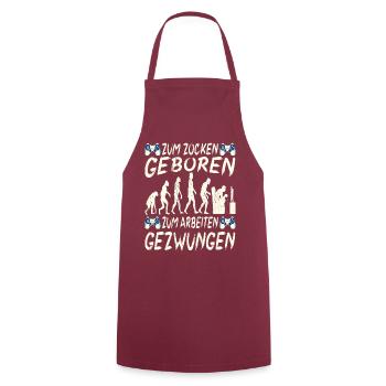 Zum Zocken Geboren Zum Arbeiten Gezwungen - Kochschürze - Bordeaux - Vorne - AI Model Male 185 dark (185cm)
