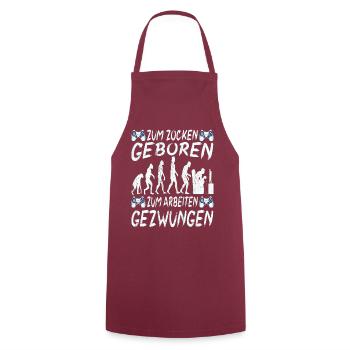 Zum Zocken Geboren Zum Arbeiten Gezwungen - Kochschürze - Bordeaux - Vorne - AI Model Male 185 dark (185cm)