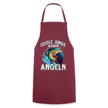 Coole Jungs Gehen Angeln Fischen Angler - Kochschürze - Bordeaux - Vorne - AI Model Male 185 dark (185cm)