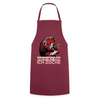 Kann Dich Nicht Hören Ich Zocke. Gaming Zocken - Kochschürze - Bordeaux - Vorne - AI Model Male 185 dark (185cm)