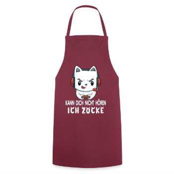 Kann Dich Nicht Hören Ich Zocke. Gaming Zocken - Kochschürze - Bordeaux - Vorne - AI Model Male 185 dark (185cm)