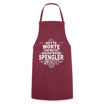 Dachdecker Handwerker Spengler - Kochschürze - Bordeaux - Vorne - AI Model Male 185 dark (185cm)