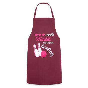 Coole Frauen Spielen Bowling Kegeln Kegelbahn - Kochschürze - Bordeaux - Vorne - AI Model Male 185 dark (185cm)