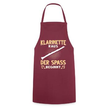 Klarinette Blasmusik Musikverein Orchester Jazz - Kochschürze - Bordeaux - Vorne - AI Model Male 185 dark (185cm)